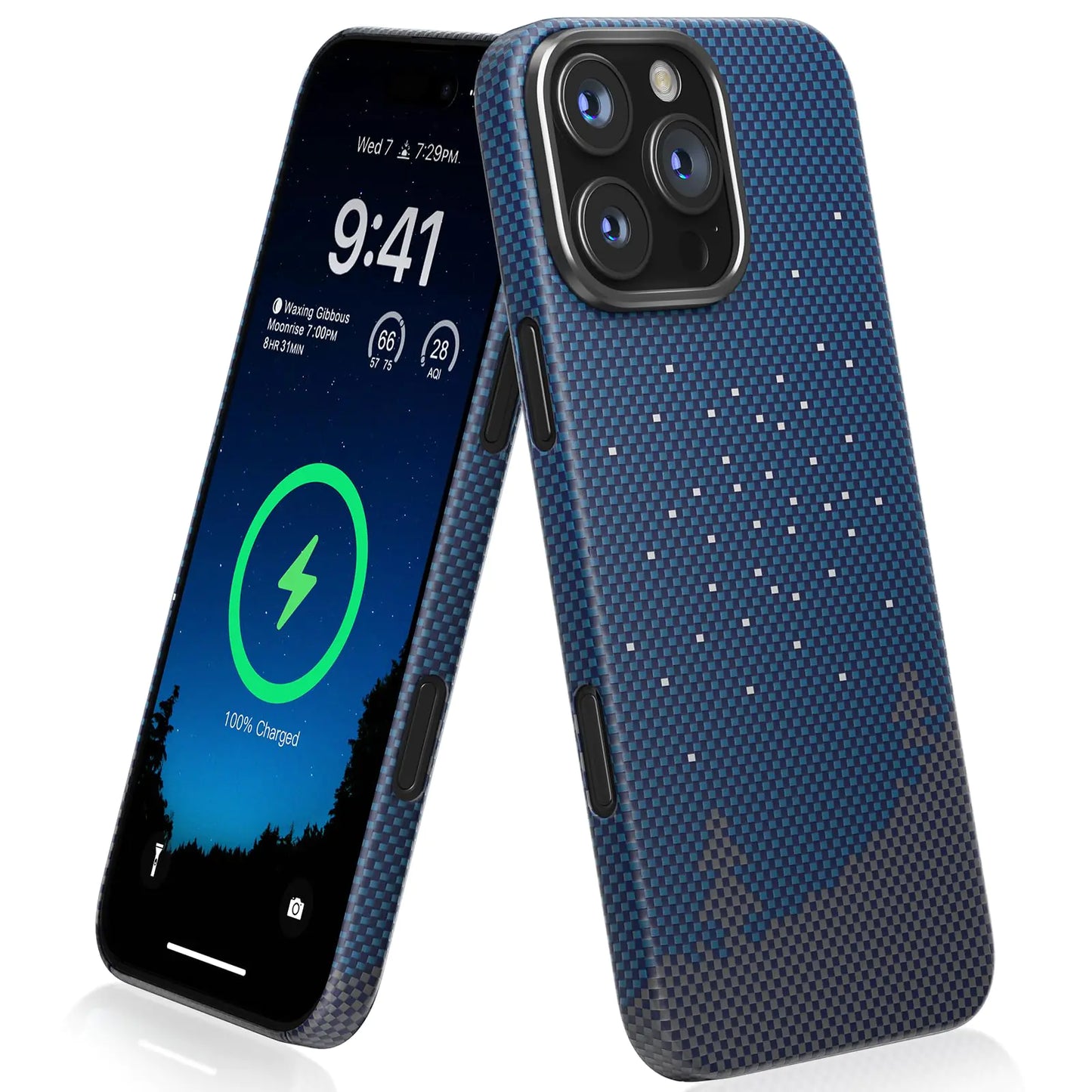 memumi Magnetic Case for iPhone 16 Pro Max Aramid Fiber Starry Series Compatible with Mag-Safe Sturdy Durable Thin Case for iPhone 16 Pro Max Aramid Fiber Case Starry Night