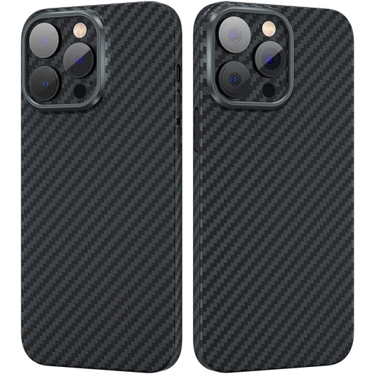 MEMUMI for iPhone 14 Pro Max Case Carbon Fiber Real Aramid Fiber Sturdy Durable Carbon 0.5 mm Slim Fit for iPhone 14 Pro Max 6.7" Carbon Fiber Thin Case with Military-Grade Drop Protection Black/Grey